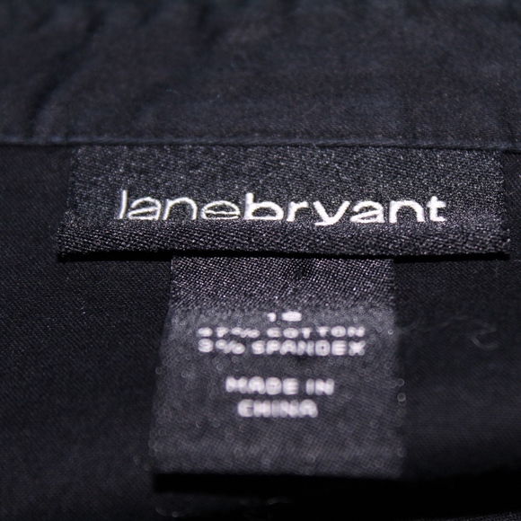 Lane Bryant Black Cotton Spandex Stretch Button - Picture 3 of 4